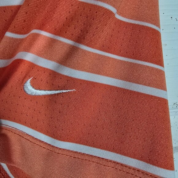 Nike Golf Tour‎ Performance Polo Shirt Dri-Fit Large Short Sleeve Orange Striped - Picture 7 of 8